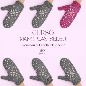 Manoplas Selbu (A crochet tunecino) Curso online de crochet